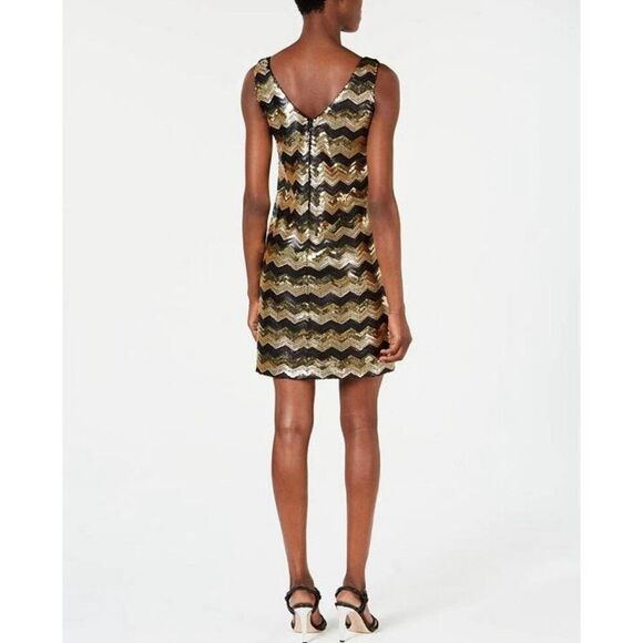 NWT Calvin Klein sequined chevron-print tank dress. Size 6 - Picture 4 of 9